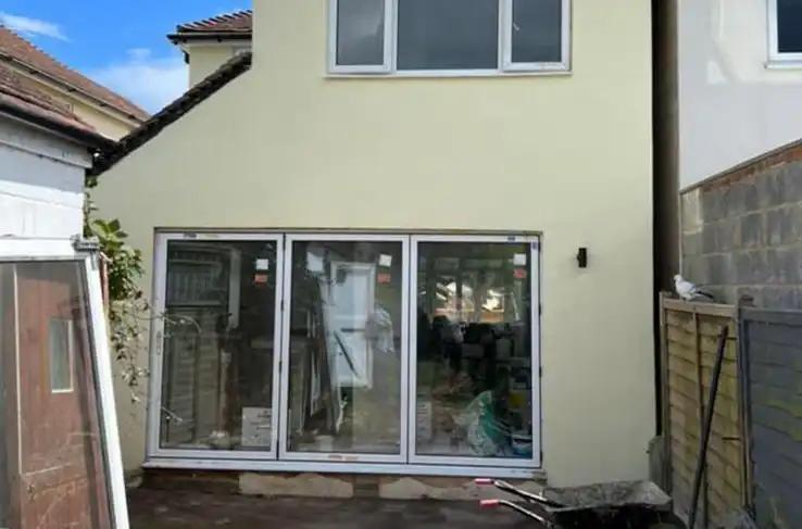 Rear of the open plan kitchen and lounge renovation